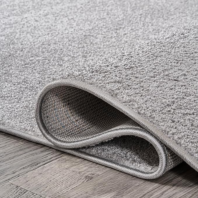 JONATHAN Y Haze Solid Low-Pile Light Gray 8' Round Indoor Area Rug, Coastal,Bohemian,Minimalist,Classic, Easy-Cleaning for Living Room,Bedroom,Kitchen,Pet Friendly,Non-Shedding (SEU100K-8R)