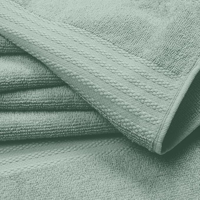 GLAMBURG Premium Cotton 4 Pack Bath Towel Set - 100% Pure Cotton - 4 Bath Towels 27x54 - Ideal for Everyday use - Ultra Soft & Highly Absorbent - Jade