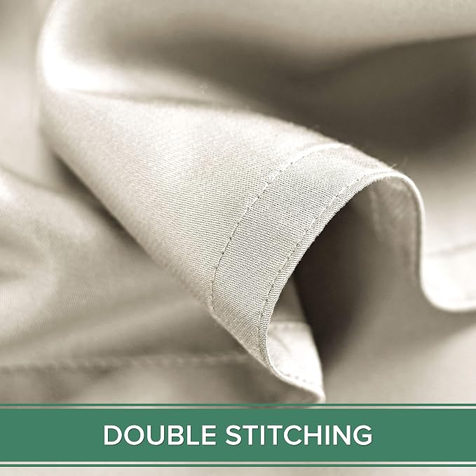 Pure Bamboo Split King Sheets, Genuine 100% Organic Viscose Derived from Bamboo Bed Sheet Set, Soft & Cooling, Double Stitching, 2 Fitted Sheets (Split King, Ivory)