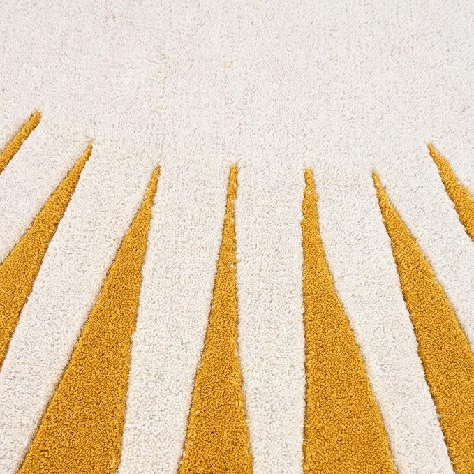 Restoration and Renovation Modern Round Area Rug – Hand-Tufted with 100% NZ Wool, Thick & Soft Circular Carpet for Living Room, Bedroom & Dining Room Decor (Mustard, 5' Round)