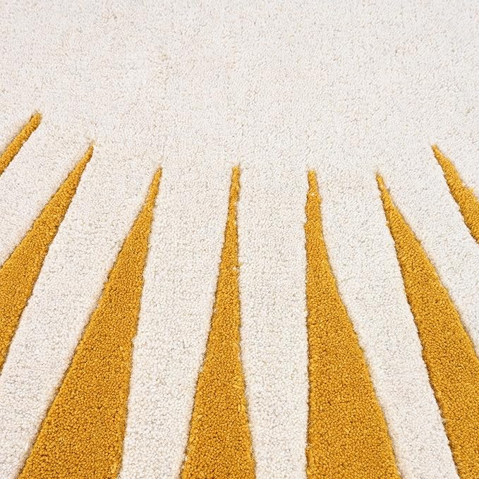 Modern Round Area Rug – Hand-Tufted with 100% NZ Wool, Thick & Soft Circular Carpet for Living Room, Bedroom & Dining Room Decor (Mustard, 5' Round)