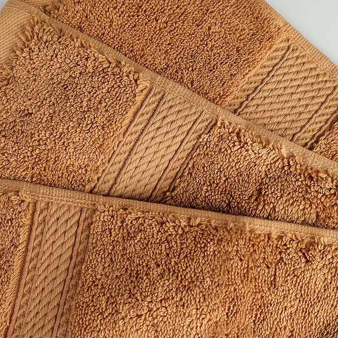 Superior Egyptian Cotton Pile Bath Towel Set of 4, Ultra Soft Luxury Towels, Thick Plush Essentials, Absorbent Heavyweight, Guest Bath, Hotel, Spa, Home Bathroom, Shower Basics, Rust