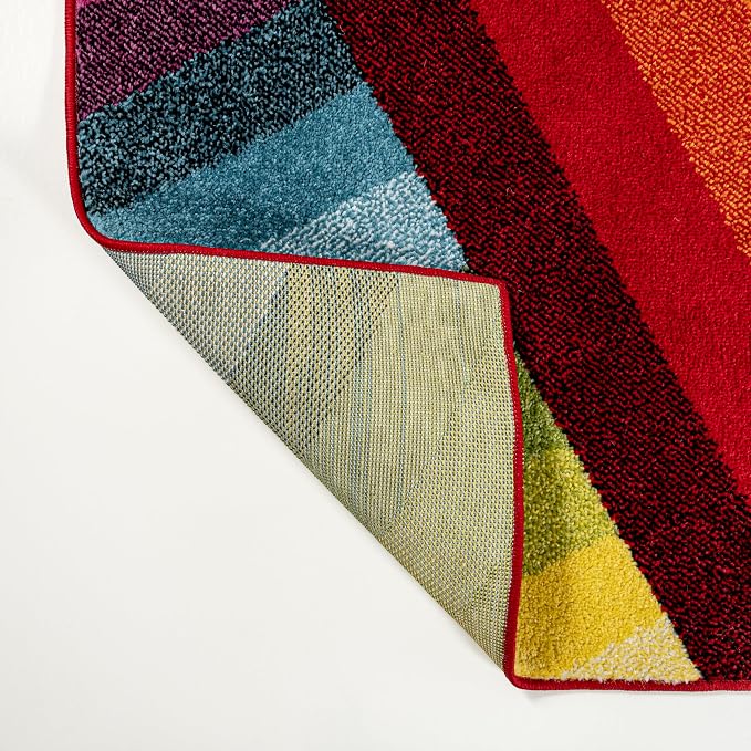 JONATHAN Y Retro Rainbow Stripe Multi Indoor Area Rug 8x10, Contemporary, Casual, Coastal, Easy-Cleaning for Living Room, Bedroom, Kitchen, Pet Friendly, Non-Shedding (DZC102A-8)