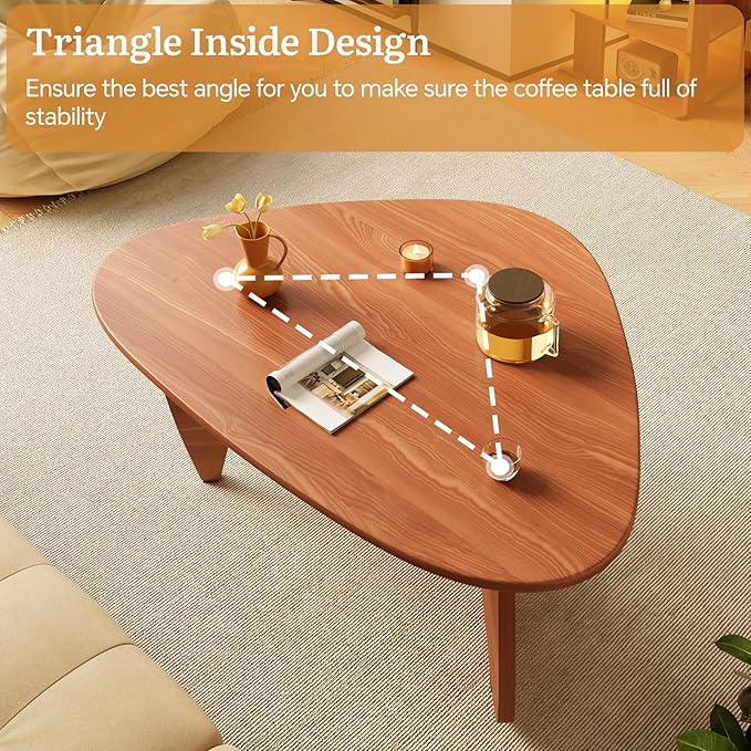 Coffee Tables Wood Small Farmhouse Coffee Table Mid-Century Modern Wood Center Table for Living Room, Walnut, 35 Inch