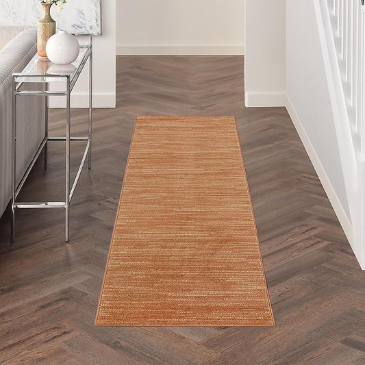 Nourison Home Nourison Essentials Rust 2'2" x 10' Area Rug - Easy Clean, Non Shedding, Bed Room, Living Room, Dining Room, Kitchen (10' Runner)