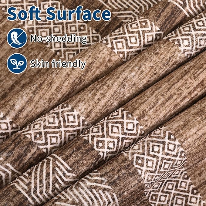 GarveeHome Washable 2.5x10 Kitchen Runner Rug, Easy Clean Geometri Rugs for Hallway Entryway, Indoor Outdoor Non Slip Rug Farmhouse Morden Carpet Door Mat Area Rug for Laundry Room Dark Brown