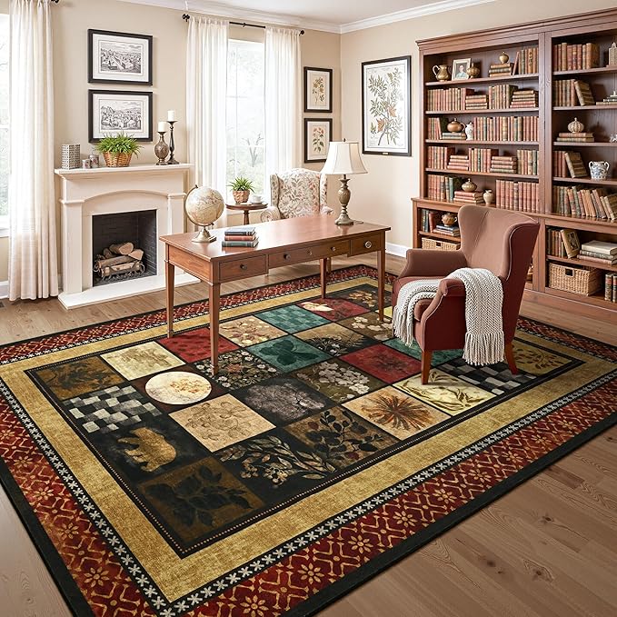 Tepook 5x7 Area Rugs for Living Room, Modern Large Geometric Rug for Bedroom, Washable Patchwork Rug Indoor Non Slip Throw Carpets for Dining Room Office Farmhouse Home Decor, Colorful