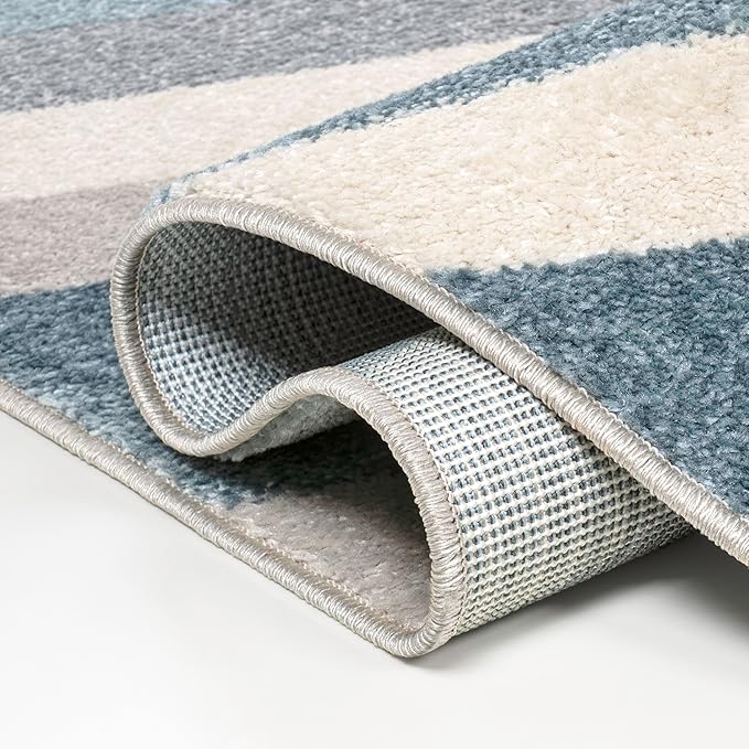 JONATHAN Y Retro Rainbow Stripe Indoor Area Rug 5x8, Blue/Cream/Gray, Contemporary, Casual, Coastal, Easy-Cleaning for Living Room, Bedroom, Kitchen, Pet Friendly, Non-Shedding (DZC102B-5)