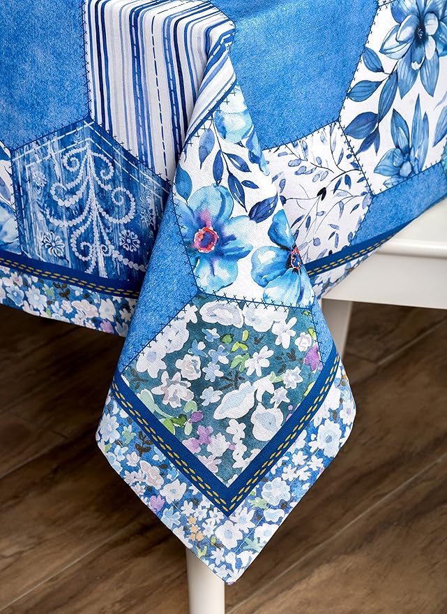 Maison d' Hermine Table Cloth Rectangle Table 100% Cotton 60 x 90 Inches Tablecloth Reusable Decorative for Dining Room Farmhouse Home Valentines Day Decorations Spring Summer - Summer Blues