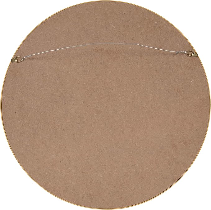 Kate and Laurel Travis Round Wood Wall Mirror, 21.6" Diameter, Gold, Modern Glam Wall Décor Accent