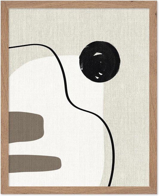 Poster Master Linen Shapes Poster – Lines on Linen Print – Chic Boho Art – Modern Abstract Artwork – Mid-Century Modern Piece – Great Bedroom or Living Room Decor – 11x14 Beige Framed