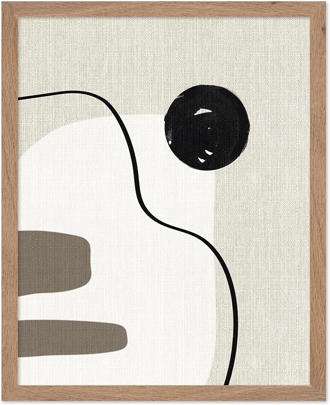 Poster Master Linen Shapes Poster – Lines on Linen Print – Chic Boho Art – Modern Abstract Artwork – Mid-Century Modern Piece – Great Bedroom or Living Room Decor – 16x20 Beige Framed