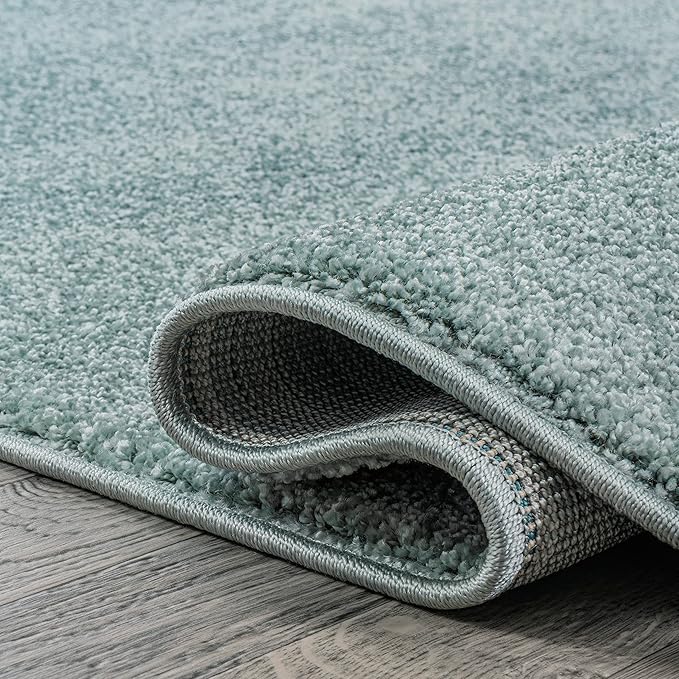JONATHAN Y Haze Solid Low-Pile Aqua Blue 4' Round Indoor Area Rug, Coastal,Bohemian,Minimalist,Classic, Easy-Cleaning for Living Room,Bedroom,Kitchen,Pet Friendly,Non-Shedding (SEU100S-4R)