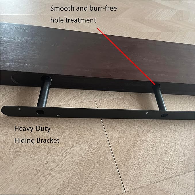 IEO Long Wooden Floating Shelves for Room Wall, Natural Wood Floating Shelves Wall Mounted Kitchen Shelf for Living Room, Bedroom, Kitchen,Bathroom, Storage (Walnut, 60in 2tier)