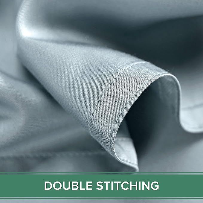 Pure Bamboo Twin XL Sheets, Genuine 100% Organic Viscose Derived from Bamboo Bed Sheet Set, Luxuriously Soft & Cooling, Double Stitching, 2 Year Quality Promise (Twin XL, Sterling Blue)