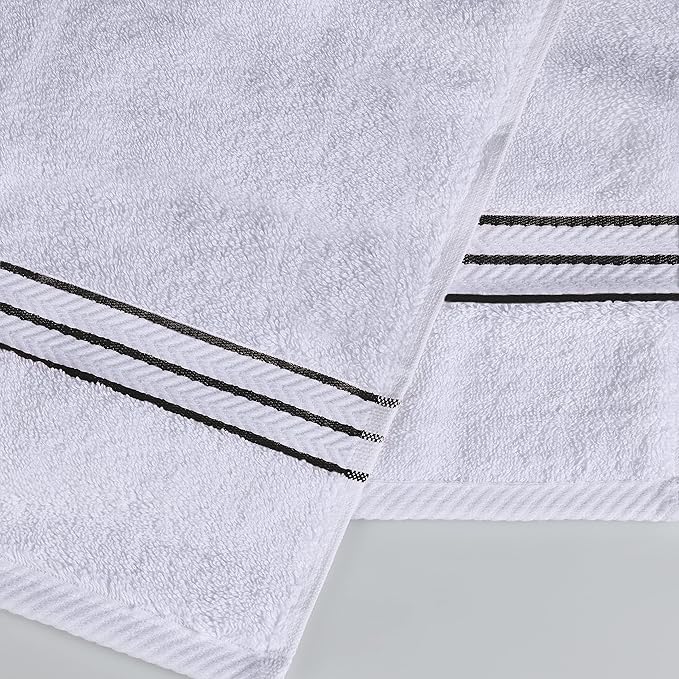 Superior Turkish Cotton Ultra-Plush 8-Piece Towel Set, Ideal for Master Bath, Guest Bathroom, Fast Drying, Shower, Spa, Face/Washcloths, Hand, Bath Towels, Absorbent, Home Basics, Black