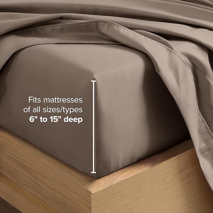 Bare Home Full Sheet Set - 1800 Ultra-Soft Microfiber Full Bed Sheets - Double Brushed - Deep Pockets - Easy Fit - 4 Piece Set - Bedding Sheets & Pillowcases (Full, Taupe)