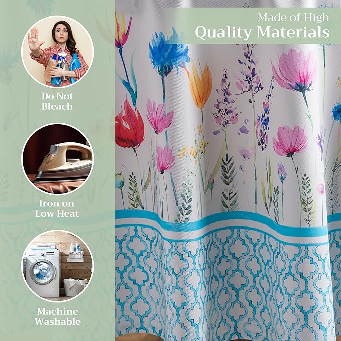 Maison d' Hermine Table Cloth Round Table 100% Cotton 63 Round Inches Tablecloth Reusable Decorative for Dining Room Farmhouse Home Valentines Day Decorations Spring Summer - Flower in The Field