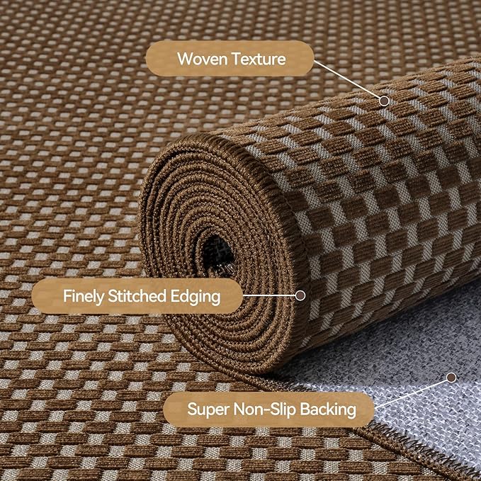 2x3 ft Indoor Door Mat Entryway Rug Non Slip Boho Woven Washable Small Area Rugs Runner, Front Entry Rug Entrance Doormat for Hall Porch Bathroom Kitchen Bedroom, Dark Brown/Coffee 24"x36"
