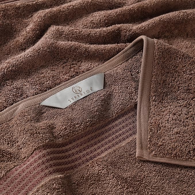 Superior Heritage Egyptian Cotton Bath Towel Set, Large Body Towels for Home Bathroom, Master, Guest Bath Decor, Plush, Absorbent Basics, Spa, Hotel, Resort, Luxury Essentials, Set of 4, Mocha