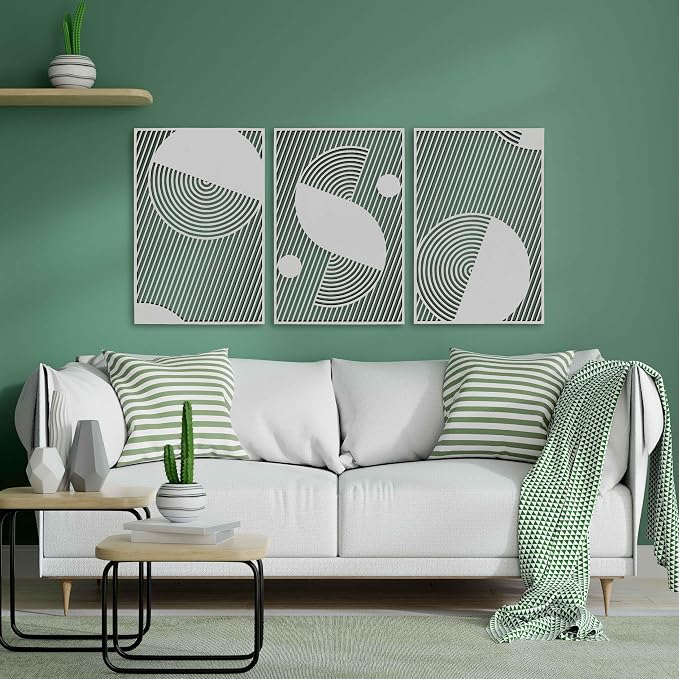 Mid Century Modern Wood Wall Art, Extra Large Geometric Boho Wooden Decor, Abstract Diagonal Circle Panels, Designer Housewarming Gift for Living Room and Bedroom