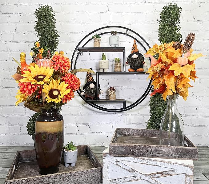 Admired By Nature, 23" Mounted Iron Circle Hanging Storage Shelving Floating Shelf 3 Tier Floating Circular Wall Decor Round Decorative Hanging Shelves, Sphere Shape Wall Shelf For Home, Black, 1 unit