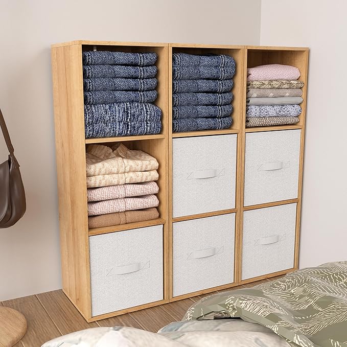 3 Cube Storage Organizer,Cube Shelf，3 Tier Cube Low Bookcase Freestanding Storage Display Organizer, Three-Cubes Open Shelf Bookshelf for Home Office (Oak, 3-Cube)