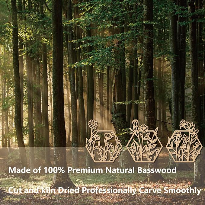 CREATCABIN 3Pcs Flowers Wood Wall Decor Wooden Black Wall Art Decoration Hanging Set Hollowing Out Hexagon Flower Sculpture Laser Cut Wooden Sign Ornament for Home Bedroom Gallery Office 11.8x13.8Inch