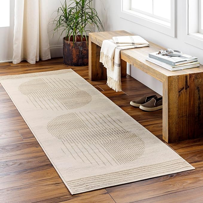 Mark&Day Area Rugs, 3x10 Lakin Modern Light Brown Runner Area Rug, Cream Tan Light Slate Carpet for Hallway, Kitchen, Bedroom or Living Room (2'7" x 10' Runner)