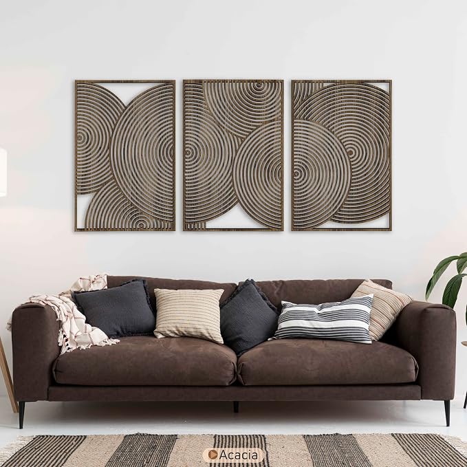 Bedroom Wall Art featuring Modern Geometric Wood Wall Decor, Mid Century Minimalist Circles Wooden Wall Art, Boho Above Bed Decor Gift for Living Room