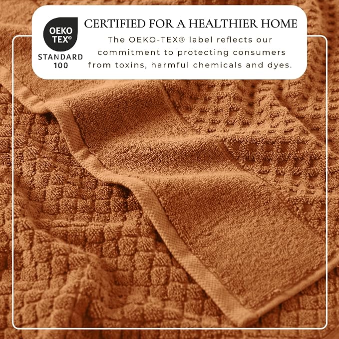 Great Bay Home Hand Towels - 100% Cotton 6 Pack 26x16 Hand Towel Set - Absorbent, Durable, Quick-Dry Towels for Bathroom (Copper)