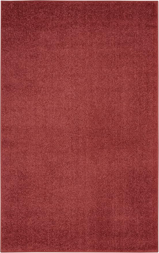 Nourison Home Nourison Essentials Brick Red 3' x 5' Area Rug - Easy Clean, Non Shedding, Bed Room, Living Room, Dining Room, Kitchen (3' x 5')