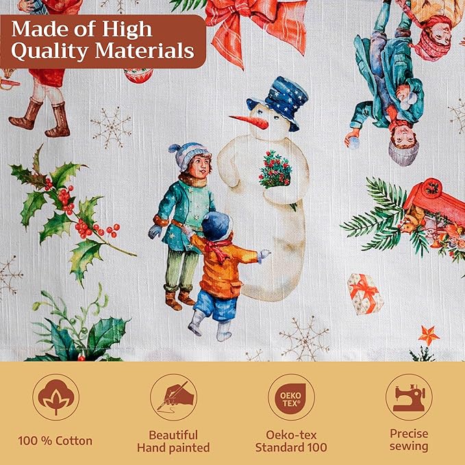 Maison d' Hermine Table Cloth Round Table 100% Cotton 69 Inches Fall Tablecloth Reusable Everyday Use for Thanksgiving Christmas Decorations Dining Farmhouse Party (Chromo)