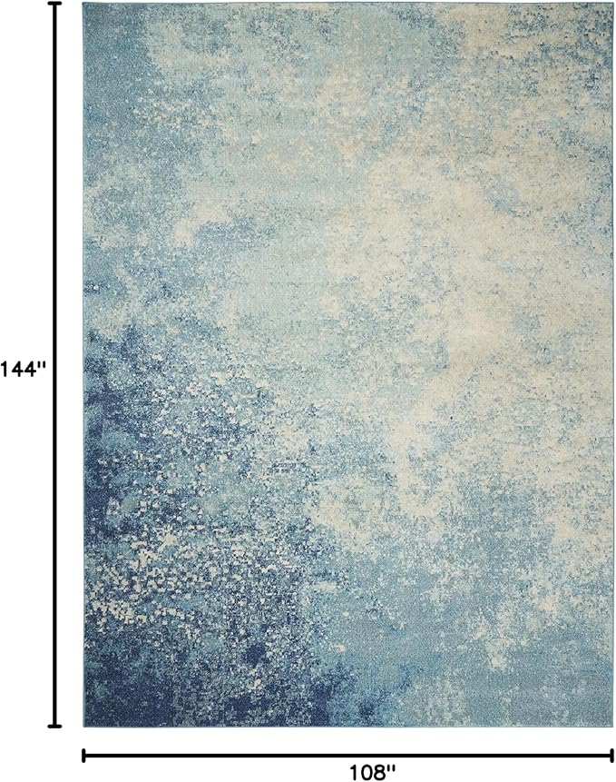 Nourison Home Passion Navy/Light Blue 9' x 12' Area-Rug, Modern, Abstract, Easy-Cleaning, Non Shedding, Bed Room, Living Room, Dining Room, Kitchen (9x12)
