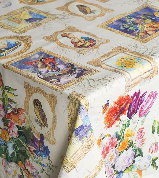 Maison d' Hermine Table Cloth Rectangle Table 100% Cotton 60 x 90 Inches Tablecloth Reusable Decorative for Dining Room Farmhouse Home Valentines Day Decorations Spring Summer - Masterpiece
