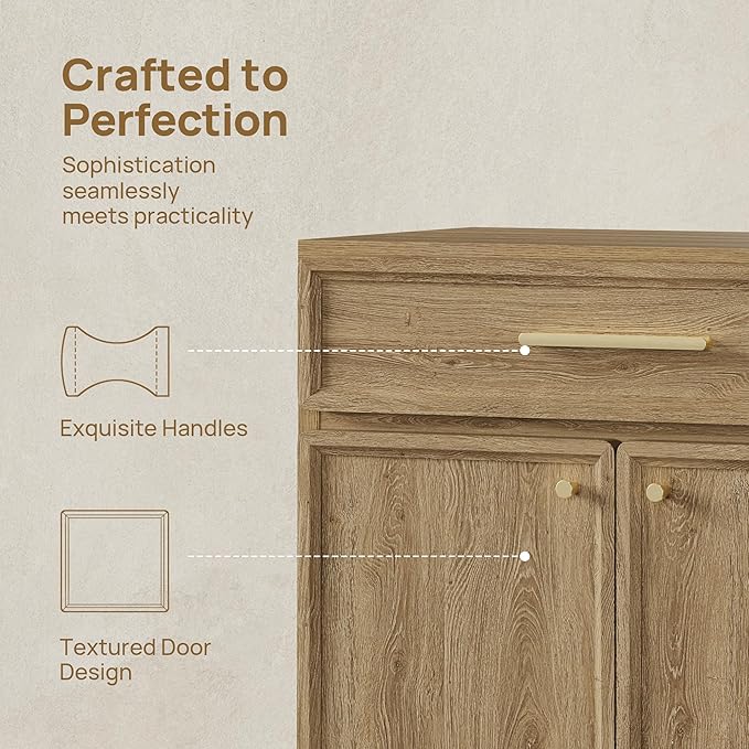 SICOTAS Buffet Cabinet with Storage Accent Storage Cabinet with Doors and Shelves 30" Modern Farmhouse Sideboard Credenza Buffet Table Coffee Bar for Living Room Kitchen Dining Room Entryway Hallway