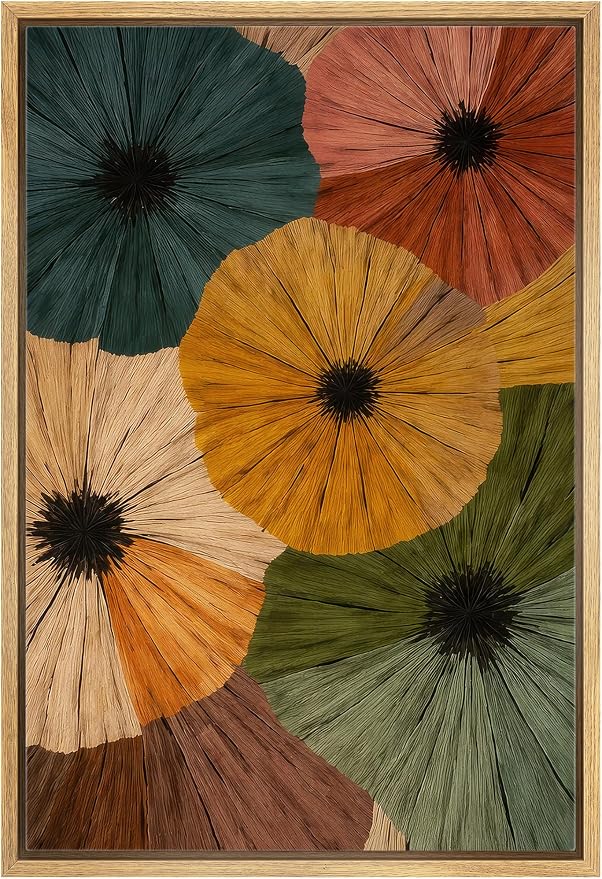 Woodrose Framed Canvas Print Wall Art Bold Floral Composition Earthy Tones Floral Illustrations Modern Art Minimalist 3D Colorful Ultra for Living Room, Bedroom, Office - 24"x36" NATURAL
