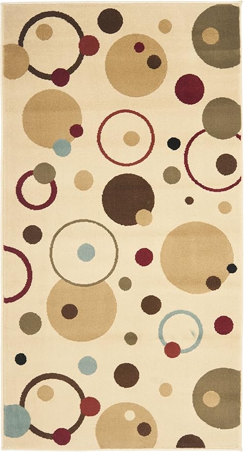 SAFAVIEH Porcello Collection Accent Rug - 4' x 5'7", Ivory & Multi, Abstract Design, Non-Shedding & Easy Care, Ideal for High Traffic Areas in Entryway, Living Room, Bedroom (PRL6851-1291)