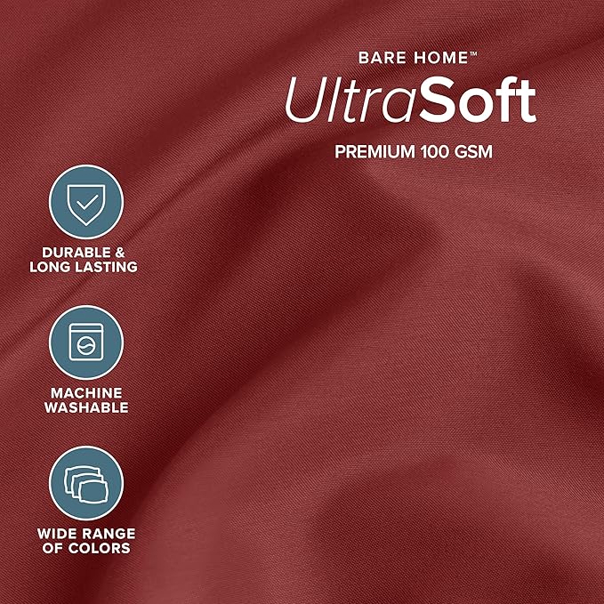 Bare Home Twin Sheet Set - 1800 Ultra-Soft Microfiber Twin Bed Sheets - Double Brushed - Deep Pockets - Easy Fit - 3 Piece Set - Bedding Sheets & Pillowcases (Twin, Rosewood)