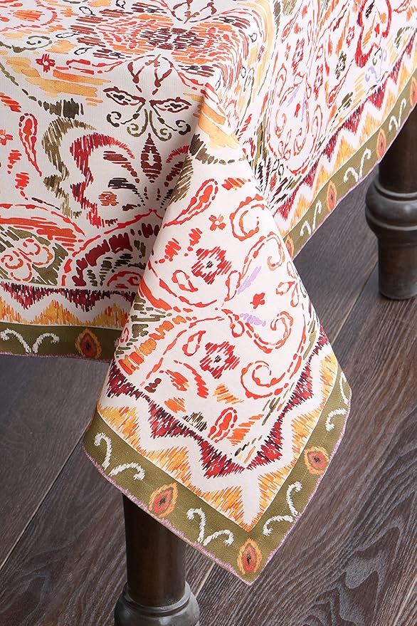 Maison d' Hermine Table Cloth Rectangle Table 100% Cotton 54 x 72 Inches Fall Tablecloth Reusable Everyday Use for Thanksgiving Christmas Decorations Dining Farmhouse Party (Damask)