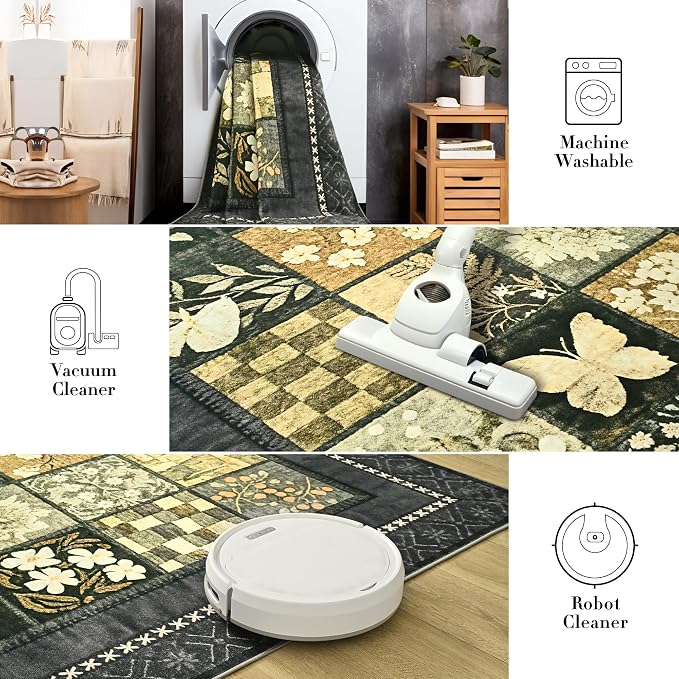 Tepook 5x7 Area Rugs for Living Room, Modern Large Geometric Rug for Bedroom, Washable Patchwork Rug Indoor Non Slip Throw Carpets for Dining Room Office Farmhouse Home Decor, Dark Grey