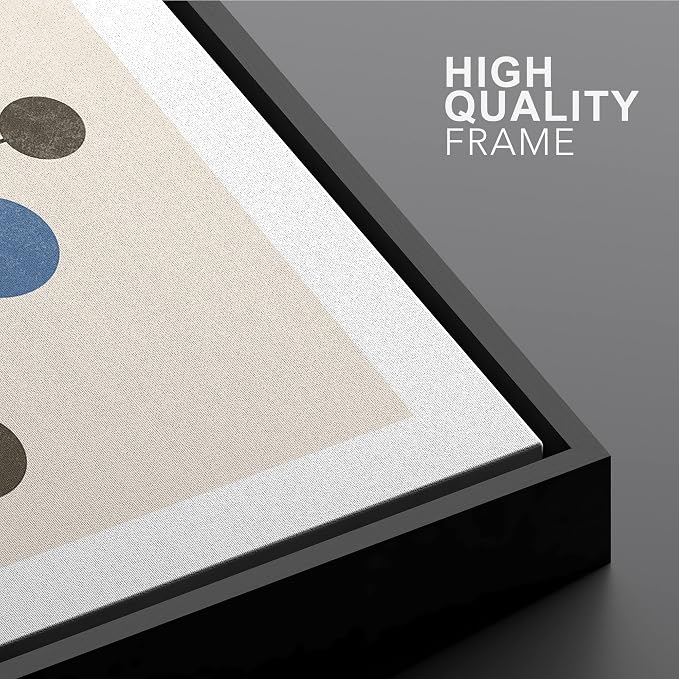 Woodrose Framed Canvas Print Wall Art Geometric Vintage Color Dot Variety Abstract Shapes Illustrations Modern Minimalist Chic Relax/Calm Multicolor for Living Room, Bedroom, Office - 24"x36" Black
