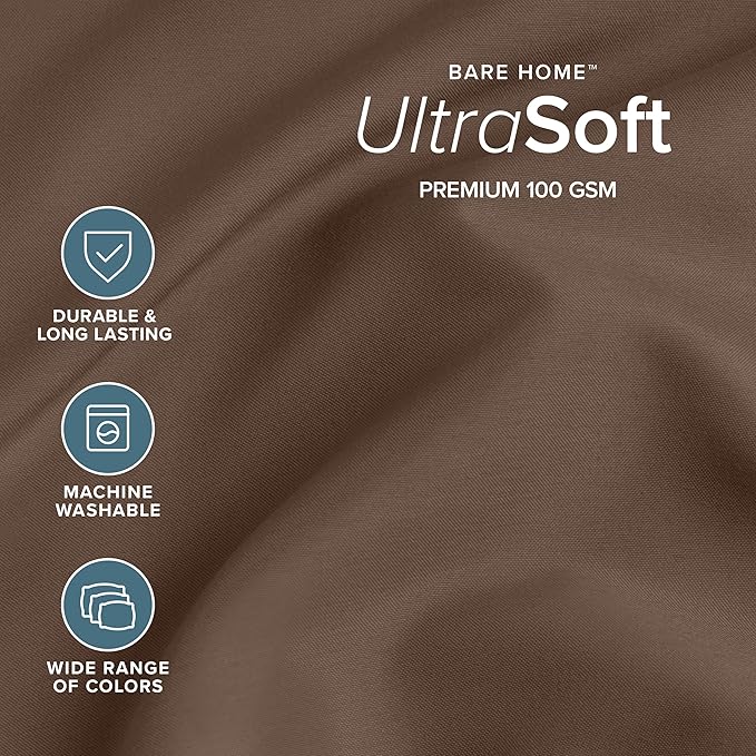 Bare Home Queen Sheet Set - 1800 Ultra-Soft Microfiber Queen Bed Sheets - Double Brushed - Deep Pockets - Easy Fit - 4 Piece Set - Bedding Sheets & Pillowcases (Queen, Cocoa)