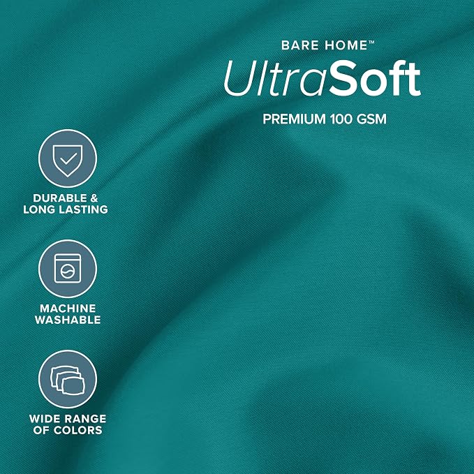 Bare Home King Sheet Set - 1800 Ultra-Soft Microfiber King Bed Sheets - Double Brushed - Deep Pockets - Easy Fit - 4 Piece Set - Bedding Sheets & Pillowcases (King, Emerald)