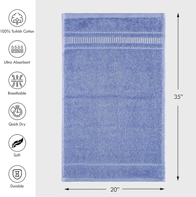 Melissa Linen 2 Pack Hand Towel for Bathroom, Extra Absorbent, Durable and Fast Drying, 20x35 Inch Size and Made of 100% Cotton, Luxury Design, Cobalt Blue