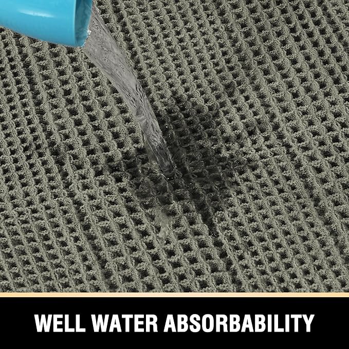 H.VERSAILTEX Waffle Bath Mat Super Absorbent Bathroom Mats Non Slip Bath Rugs for Bathroom Floor Machine Washable Ultra Soft Bathroom Rugs for Beside Tub, (32 x 20 Plus 24 x 60 - Inches, Smokey Olive)