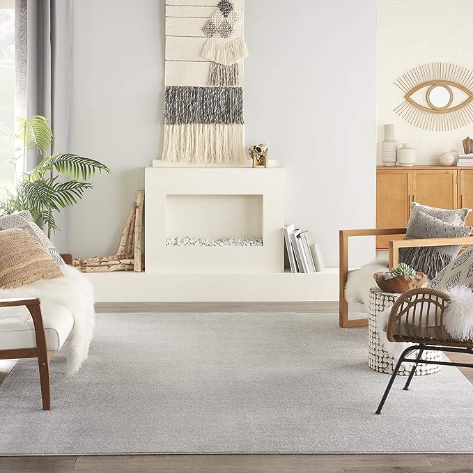 Nourison Home Nourison Essentials Silver Grey 9' x 12' Area Rug - Easy Clean, Non Shedding, Bed Room, Living Room, Dining Room, Kitchen (9' x 12')