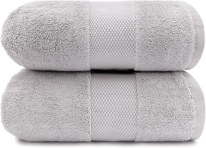 Maisonette Elegance 100% Organic Cotton Turkish Bath Sheets Soft Absorbent Oversized Bathroom Towels Ideal Quick Dry Extra Large Luxury Bath Towel Set for Shower (35" x 70", 2 Pack) Pewter