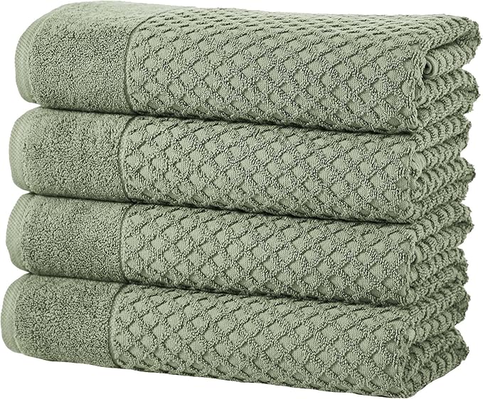 Great Bay Home Bath Towels - 100% Cotton 4 Pack 54x27 Bath Towel Set - Absorbent, Durable, Quick-Dry Towels for Bathroom (Eucalyptus)
