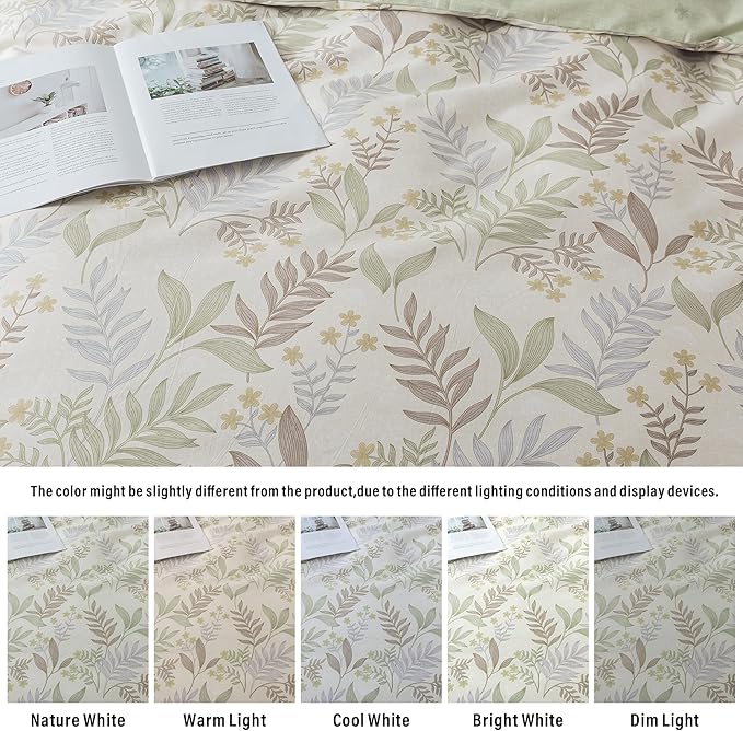 HoneiLife Cotton Duvet Cover Queen - Floral Comforter Cover 3-PC, Soft & Breathable Flower Bedding Duvet Cover Sets with Zipper Closure & Corner Ties, Wildflower Comforter Cover Sets, Blooms